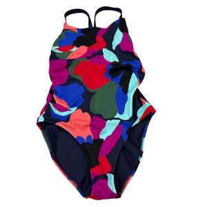 Athleta Hermosa One Piece Swimsuit Womens Medium M Abstract Floral Multi Color
